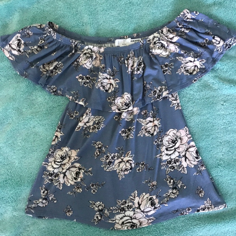 NEW Off the Shoulder Floral Periwinkle Flowy Top
